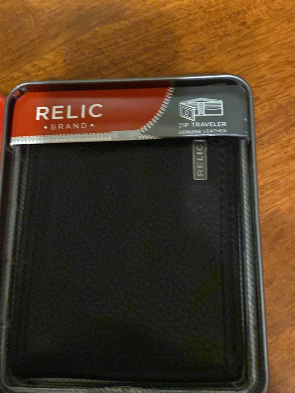 Relic Black Pebbled Leather Zip Traveler Wallet